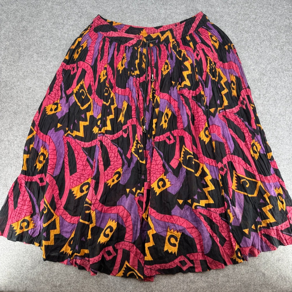 VTG Sudden Impact Maxi Skirt Womens S Vintage Abstract Multicolor Cotton EUC